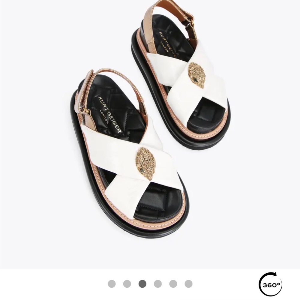 Kurt Geiger “ORSON CROSS STRAP SANDAL” bone leather, “the eagle has landed” 🇺🇸